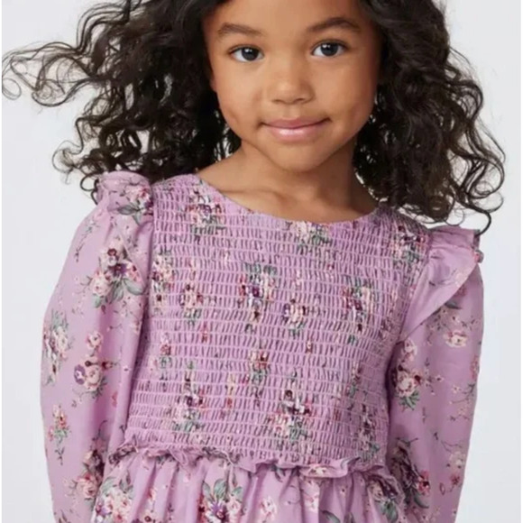 Janie and Jack The Eloise Smocked Dress Lavender Herb Floral size 4 - Picture 5 of 9
